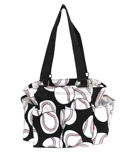 Baseball Print Multi Pocket Organize Tote