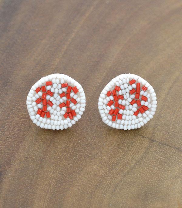 Seed Bead Baseball Post Earrings
