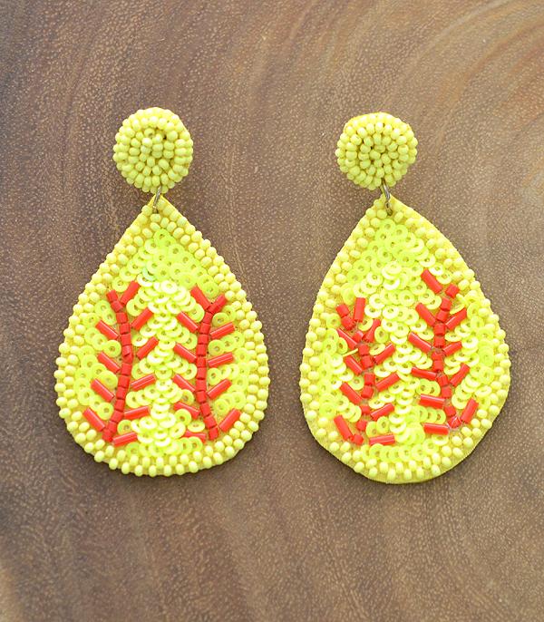 Seed Bead Softball Earrings