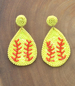 Seed Bead Softball Earrings