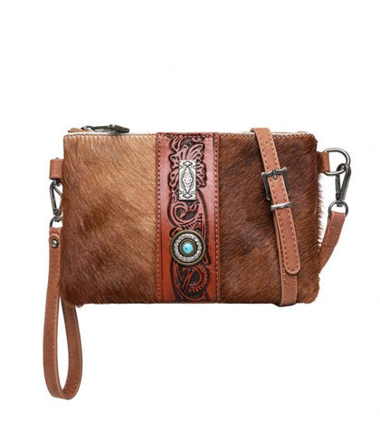 Brown Cowhide Crossbody/Wristlet