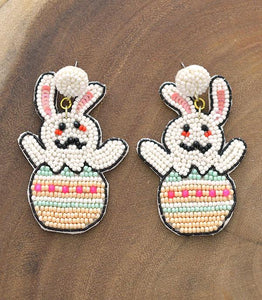 Easter Bunny Egg Beaded Earrings