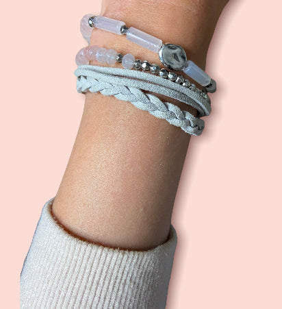 Pink and gray bracelet
