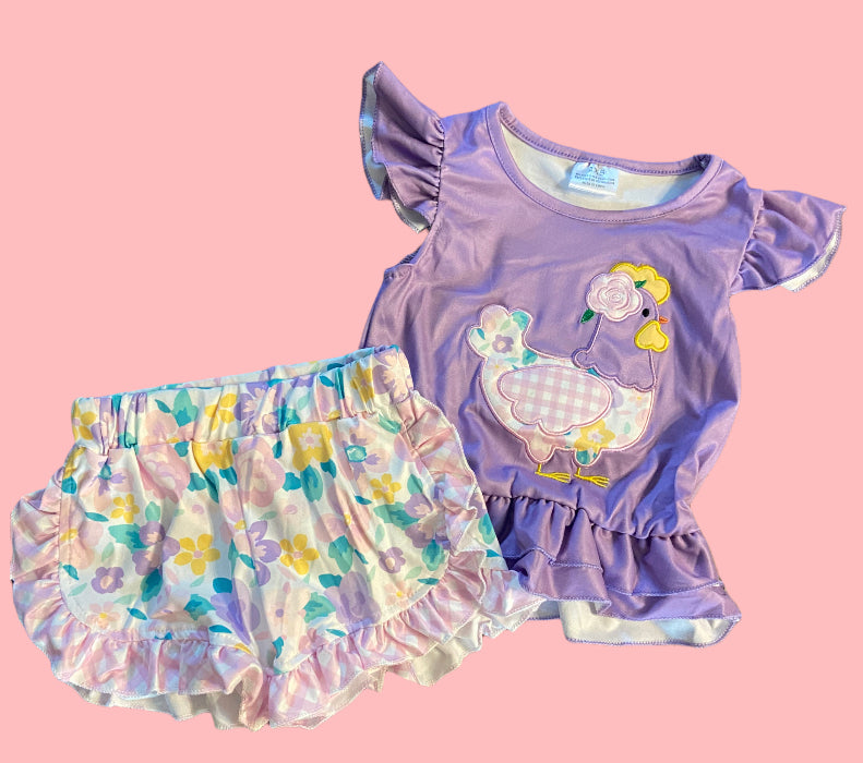 Kids Purple Floral shorts outfit