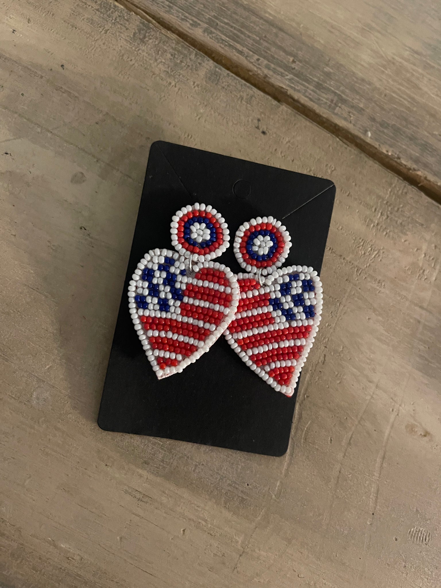 American heart beaded earrings