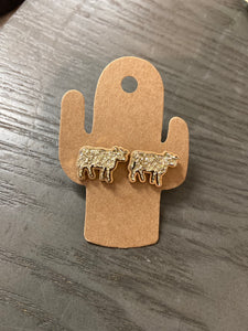 Gold cow earrings