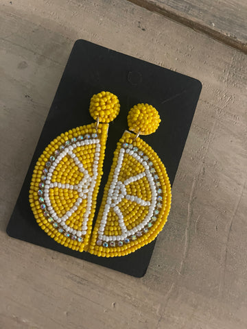 Lemon beaded earrings