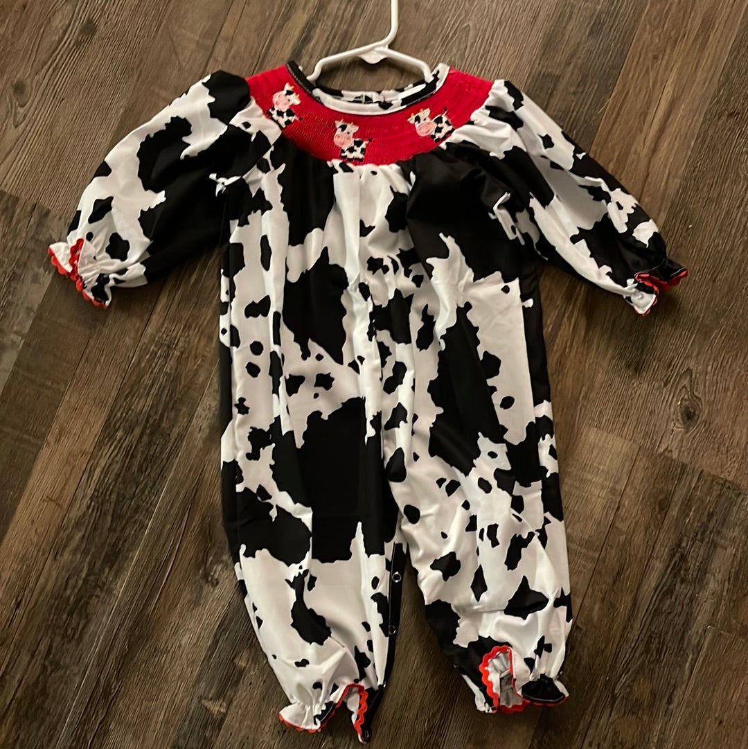 Smocked Cow Romper kids