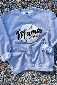 Baseball mama patched sweatshirt