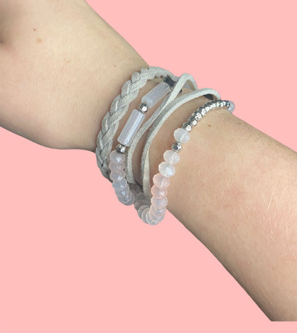 Pink and grey bracelet