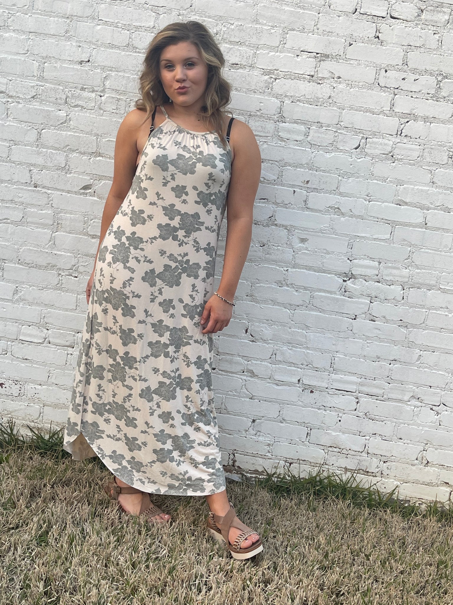 Grey floral dress